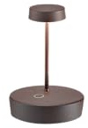 Zafferano, Swap Mini, Lampada da Tavolo Ricaricabile e Senza Fili con Controllo Touch, Adatta per Salotto ed Esterni, Dimmer a Step, 2200-3000 K, Altezza 14,8 cm, Colore Corten