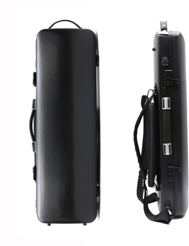 YoungMonic 4/4 Rechteckiger Violinenkoffer aus Kohlefaser mit Code-Verschluss, leicht, bunt, mit starkem Gurt, Schwarz mit Codeschloss, 4/4 size, Modisch und langlebig