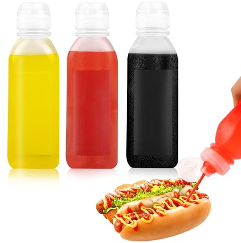 3 Stück Squeeze Flasche,300ml 10oz Plastik Quetschflasche Mit Kappen,Ölflasche Plastik,Squeeze Ölspender Flaschen,Kein Leck Condiment Flaschen,für Ketchup, Scharfe Soße, Olivenöl, Saucenflasche