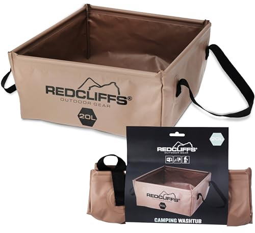 Faltbare Outdoor-Abwaschschüssel in Braun, 20 Liter Robuste Camping Spülschüssel für die Campingküche, Praktisches Faltbares Waschbecken für Camping und Outdoor-Aktivitäten