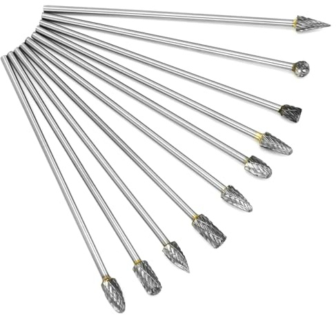 QWORK® 10 st roterande verktygsbraampunter av volfram stål – höghållfast slippunkt för skärning, gravering och slipning