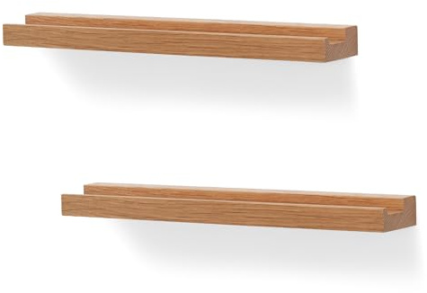 NIUBEST Supporto da parete per dischi in vinile, confezione da 2 mensole per dischi in vinile, per LP, CD, libri, decorazione vintage per la casa (colore legno)