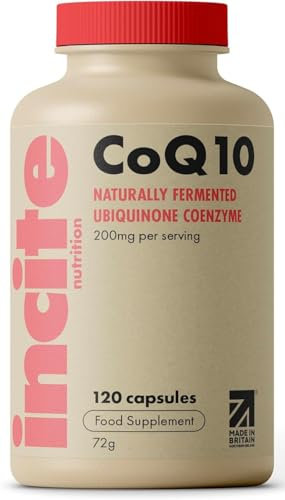 Incite Nutrition Coenzym Q10 Kapseln. 120 Stück Q10 Coenzym 200mg | Antioxidatives Nahrungsergänzungsmittel für gesundes Altern. 2-monatiger Vorrat an wirkungsvollen Herzgesundheit-Supplementen