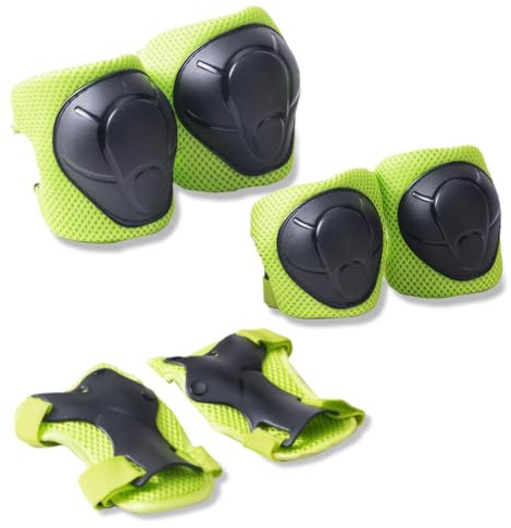 XFSRG Set Protezioni Bambini 6 in 1 Ginocchiere e Gomitiere Regolabili con Polsiere Kit Protettivo per Skateboard Pattini Scooter Monopattino e Sport Estermi (Verde S)