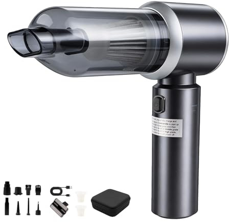 NewAusen Aspirabriciole Senza Fili 16000Pa 3 in 1 | Aspirapolvere Auto Portatile con Motore Brushless | Aspiratore e Soffiatore 3 Velocità | USB-C Mini Potente per Auto, Ufficio e Casa