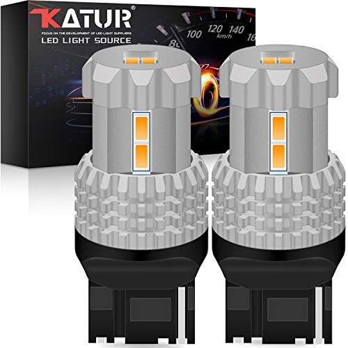 KATUR 7440 7440NA 7441 992 WY21W LED Lampadine 12 Pezzi 3020SMD Chipset 2800 Lumen utilizzati per indicatori di direzione, fanali Posteriori, Giallo Ambra (Confezione da 2)