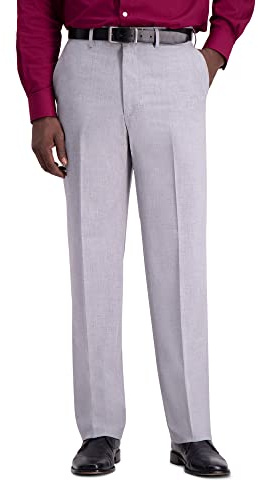 Haggar Klassisk passform platt front flex midjeband stretch klänning byxa klassisk passform, platt framsida, solida stretchbyxor
