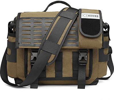 FANDARE Bandoleras Hombre Bolsa de Hombro Bolsa de Mensajero para 12.9 Pulgadas Laptop Maletin con Multibolsillo para Estudiante Viaje Trabajo Universidad Messenger Crossbody Bag Caqui