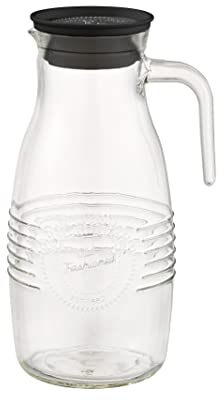 APS Carafe en verre -OLD Fashioned Ø 12 cm, hauteur 26 cm, verre de 1,8 litre, polypropylène, couvercle en silicone avec passoire de récupération