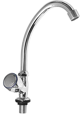 Inbagno Rubinetto lavello Cucina e Lavanderia, a snodo Canna Girevole, manopola Singola Acqua Fredda, in Ottone Cromato