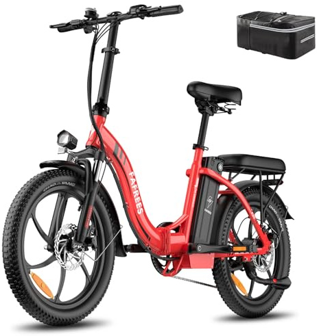 Fafrees F20 Electric Bicycle, 20 Inch Folding Electric Urban Bike, 250W Fatbike, 36V/16AH Battery, Unisex Adult ebike, Range60-120KM (Red)