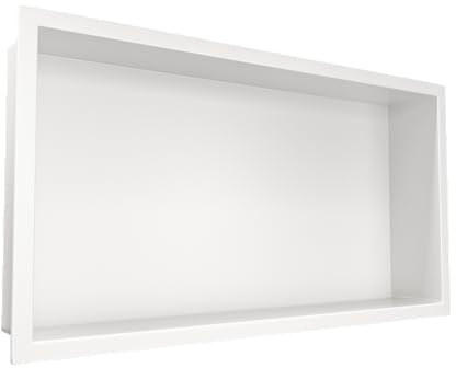Balneo WALL-BOX ONE Nicchia a Parete in Acciaio Inox Bianco Nicchia per Doccia 60x30x10cm Bianca, Impermeabile, Installazione in Nicchia Flessibile, Nicchia per Utensili da Bagno, Senza Piastrelle