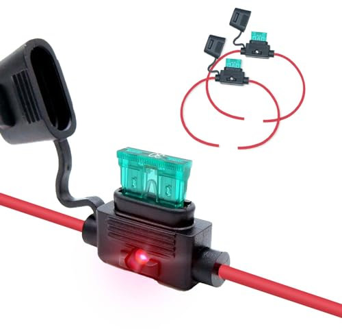parts PTT Portafusibile impermeabile IP67 LED ATC/ATO in linea, 12 AWG per automotive, marino (2 pezzi)