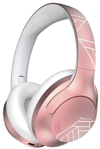 PowerLocus Cuffie Wireless Bluetooth, 50 ore di riproduzione, Cuffie Over Ear con 4 EQ Modalità di Suono, HiFi Suono, Cuffie Senza Fili con Microfono per Viaggio/Telefono/PC/Ufficio (Rose Gold)