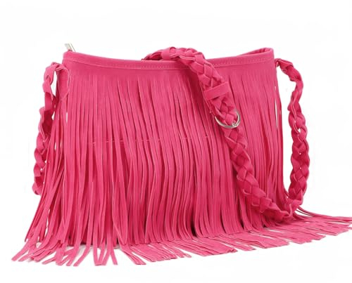 Fecialy Faux Suede Fransen Umhängetaschen für Damen Western Hippie Umhängetasche Messenger Bag Sling Bag