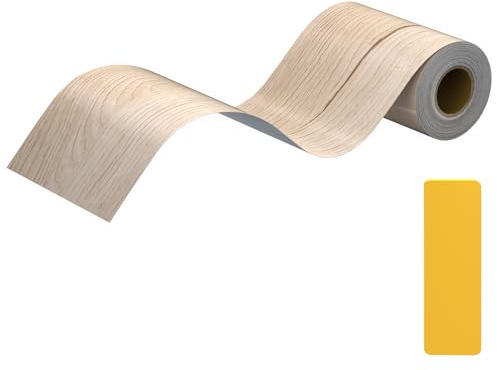 Lifuncren 10 cm x 15 m Bordi Adesivi per Pareti, Impermeabile Rimovibile Bordo Adesivo per Mobili, Adesivo Effetto Legno Greca Adesiva per Parete Carta da Parati per Porte Pavimento (Acero bianco)