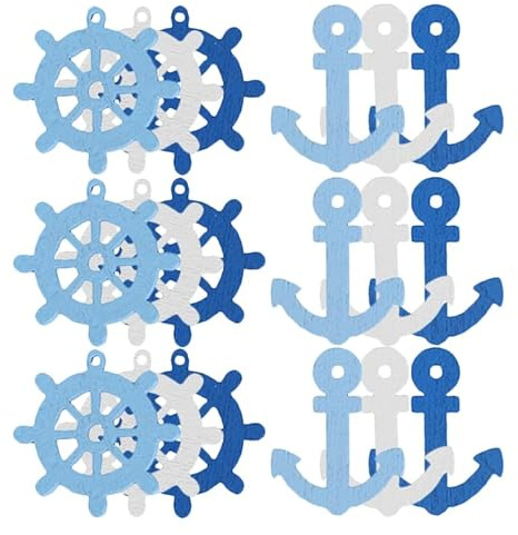 DIYEAH Wooden Anchor Pendants 100Pcs Mini Nautical Charms for Jewelry Making Scrapbooking Home Decorations and DIY Craft Projects