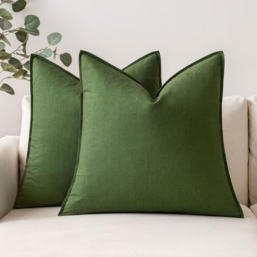 MIULEE Kissenbezug Kissenhülle Dekokissen Leinen Baumwolle Dekorative Kissenbezüge Waschbar Sofakissen mit Verstecktem Reißverschluss für Wohnzimmer Schlafzimmer Sofa 2er Set 40x40 cm Matcha Grün