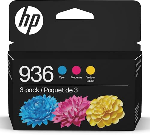 HP 936 Cyan, Magenta, Yellow Ink Cartridges (3-Pack) | Works with OfficeJet 9120, Pro 9110, 9120, 9130, Wide Format 9730 | Eligible for Instant Ink | 6C3Z3LN