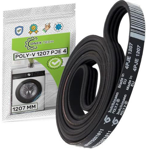 Courroie Lave Linge 1207 mm Poly-V 1207 PJE 4 with Original Code 482000089797 C00309379 481235818161 pour Indesit pour Whirlpool pour Ariston - Garantie de 5 Ans - MADE IN EU - ONIX TECH