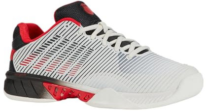 K-Swiss Herren Hypercourt Express 2 Carpet Tennis Shoe, Bright White/Stretch Limo/High Risk Red, 42.5 EU