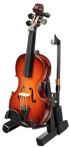 Modello di strumento musicale decorativo Modello Di Violino Con Mini Supporto Per Archetto Di Violino Collezione Di Strumenti Musicali In Legno Ornamenti Decorativi Mini Custodia Per Violino