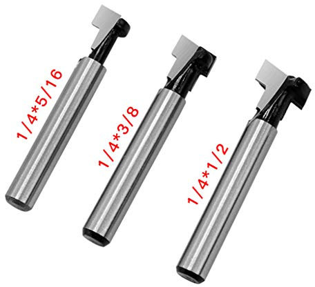 NIHENHAO 3pcs 1/4 Inch 6mm Shank for T Slot Router Bit for Key Hole Bits Milling
