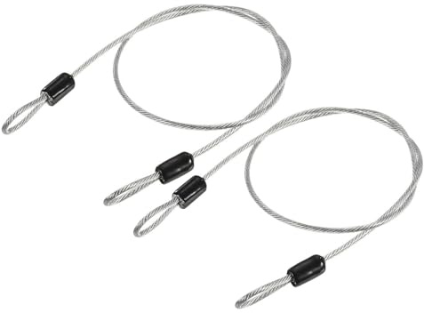 TOP-VIGOR 2 cables de seguridad de acero de 2,5 mm x 0,5 m, cuerda de alambre de seguridad revestida, doble bucle, flexible, bloqueo de cable de seguridad para viajes al aire libre, equipaje,