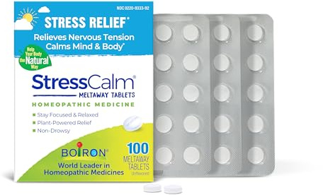 Boiron StressCalm Tabs - 100 Count for Relief of Stress, Anxiousness, Nervousness, Irritability, and Fatigue - Convenient Stress Calm Meltaway Tablets