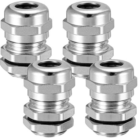 4 Pezzi M25 × 1,5 mm Pressacavo, in Ottone, Robusto e Resistente Alla Pressione, con Anello di Tenuta Impermeabile Incorporato, Adatto per Collegamento Cavo da 13-18 mm (Argento)