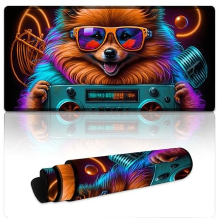 Tappetino per mouse con radio Pomerania L (30 x 60 x 0,3 cm), tappetino da tavolo con attrito superficiale moderato, tappetino per mouse antiscivolo, accessori per Mac e PC