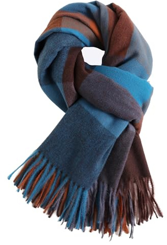 FULEI Tartan Plaid Scarf Winter Warm Pashmina Shawls Wraps for Women