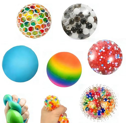 AEMCHDM 6 Pièces Boule Anti Stress Adulte, 6cm Squeeze Ball pour Réduit, Multicolore Squishy Balles Antistress, Boules à Pétrir Anti-Stress pour l'anxiété et Améliore la Concentration