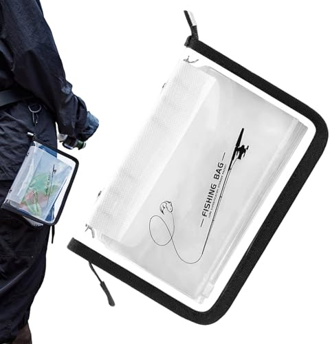 Generisk betespåse för fiske – 10-sidigt transparent PVC-betesskydd med ringbok | Skyddsfodral för fiskedrag | för fiske i saltvatten sötvatten sjö flod damm båt sport utomhus
