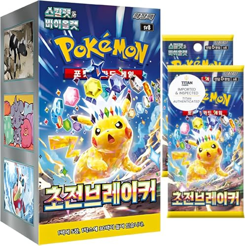 Surging Sparks Super Electric Breaker Koreansk Booster Box (30 förpackningar) | Superladdad brytare | Autentiska koreanska Pokémonkort | Scarlet & Violett serie | Titan autentiserad