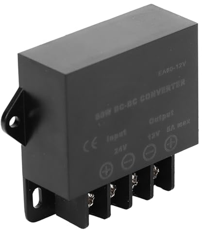 Cocoarm Bilelomvandlare ABS DC-omvandlare 24V Till 12V 5A Stabil Utgång överspänning överström övertemperaturskydd för Fordonselektronik Förare Lastbilar