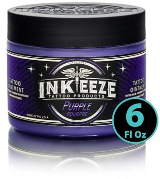 INK-EEZE Purple Tattoo Ointment for Artists and Aftercare, Essential Oils, Petroleum Free, Cruelty Free, Made in USA, Lavender, 6oz