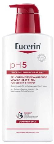 Eucerin pH5 Feuchtigkeitsbewahrende Waschlotion 400 ml, milde Pflegedusche für trockene und empfindliche Haut, seifenfreies Duschgel für die tägliche Reinigung