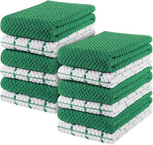 Utopia Towels -12 Kitchen Towels Set - 38 x 64 cm - 100% Ring Spun Cotton Super Soft and Absorbent Dish, Tea and Bar Towels (Green)