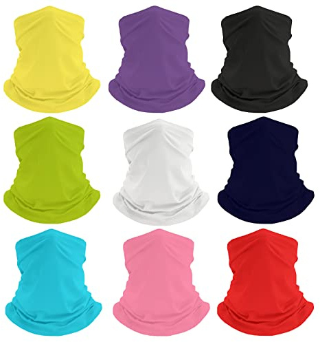 HCMY Balaclava 9 Pack Neck Gaiters Bandana Shiesty Mask Magic Scarf Headwear Tube UV Face Mask Headbands for women