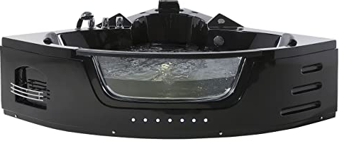 Vasca Idromassaggio Angolare Nera in Acrilico e Vetro 140 cm