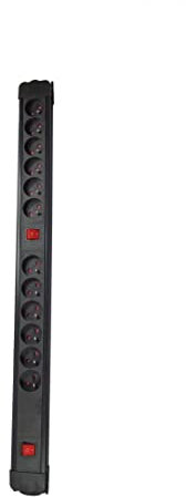 Bloc multiprise 12x16A - 2 interrupteurs - 3500W - 1,5m - Noir - Chacon