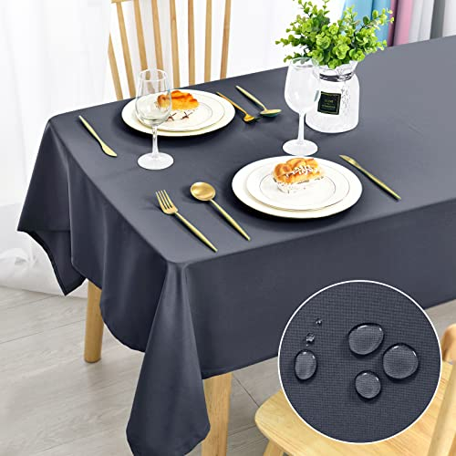 DWCN Grau Tischdecke 140x240cm Fleckschutz Abwaschbar Tischwäsche Wasserdicht Tischtuch für Esszimmer, Garten, Party, Hochzeiten oder Haushalt