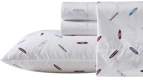 Nautica - Twin Sheets, Cotton Percale Bedding Set, Casual Home Decor (High Surf Navy, Twin)