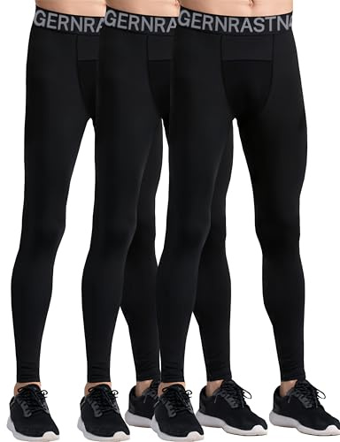 Geanrastn Boys Leggings Quick Dry Youth Compression Pants Tights Athletic Pants Sports for Kids 3 Pack M