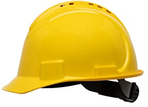 Honeywell North Short Brim NSB21002E Casque de Sécurité à Bord Court, Ventilé, Jaune, Mécanisme à Double Verrouillage, Suspension à Cliquet à 4 Points, Polyéthylène Haute Densité (1 Pièce)