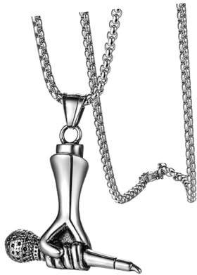 COLLBATH Collier Avec Pendentif Microphone En Acier Titane Pour Homme