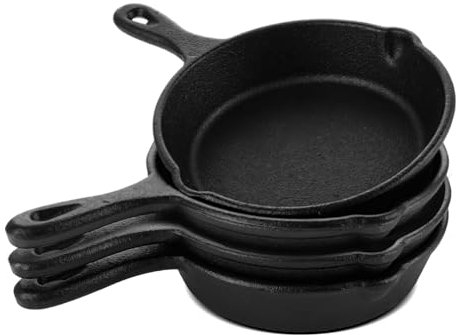 YAYODS 4 Pcs Small Cast Iron Pan, 4 Inch Mini Cast Iron Skillet with Spouts for Stove, Heavy Duty Nonstick Skillet Frying Pan for Oven, Grill Safe
