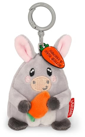 Legami - Schlüsselanhänger Super Soft! Donkey Motiv, Plüsch-Schlüsselanhänger, Anhänger mit eingravierter Botschaft und Karabinerhaken aus Zink, 7x11 cm