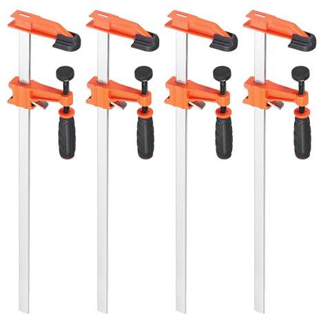 Serre Joints à Vis 4 pièces, Serre Joint F en Acier, Portée 450 mm Force de Serrage 250 kg Rail en Acier Dentelé Profondeur de Mâchoire 80 mm Fixation Précise pour Bois